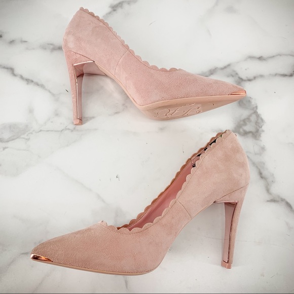 COPY - TED BAKER Heels Pink Sloana Scalloped Trim Suede - Picture 15 of 16